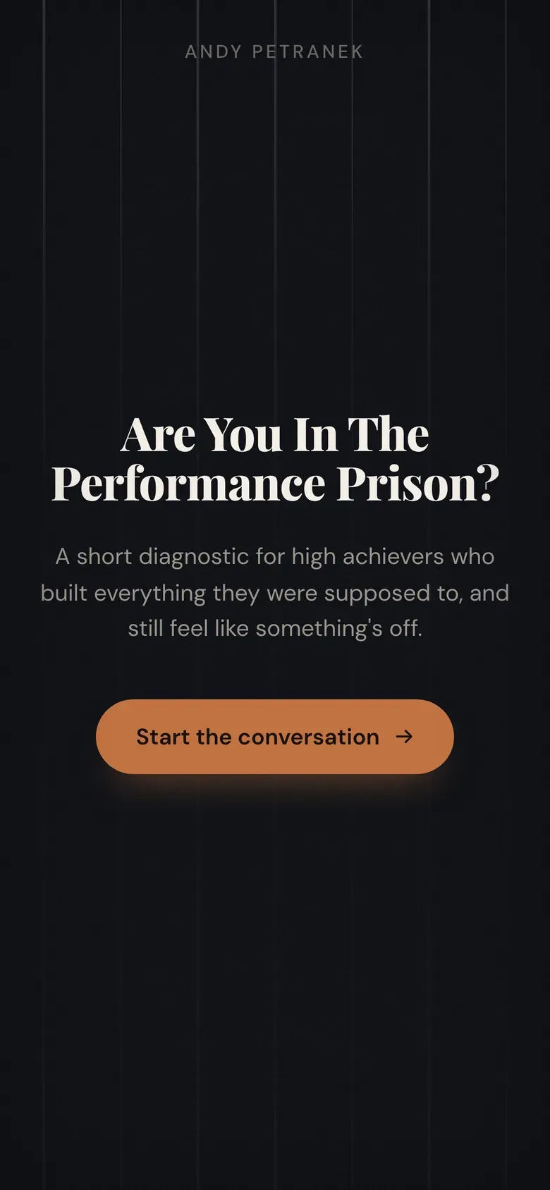 The quiz's opening screen: Are You In The Performance Prison?